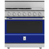 Hestan KRD364GDNGBU 36 Inch Duel Fuel 4 Burner Range with Griddle - NG - Blue