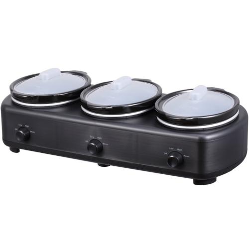 Midea MDQH4501 Triple Slow Cooker Buffet Server with 3 x 1.5-Quart Pots