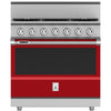 Hestan KRD365NGRD 36 Inch Duel Fuel Range with 5 Burners - NG - Red