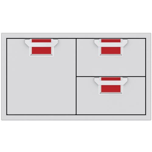 Hestan AESDR36RD Double Drawer And Storage Door Combination, 36-Inch - Red