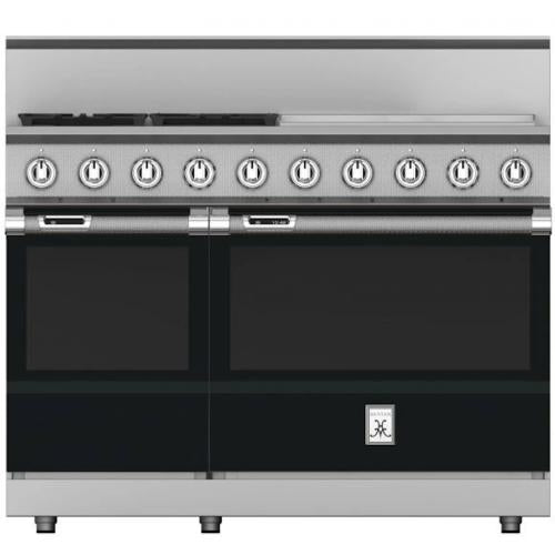 Hestan KRD484GDLPBK 48 inch Duel Fuel 4 Burner Range with 24 Inch Griddle -LP - Black