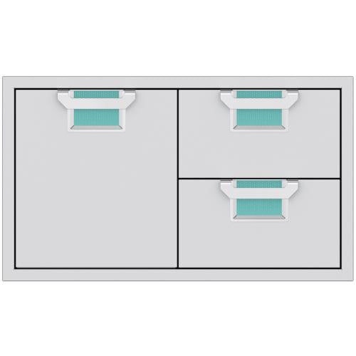 Hestan AESDR36TQ Double Drawer And Storage Door Combination, 36-Inch - Turquo