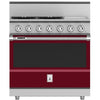 Hestan KRD364GDLPBG 36 Inch Duel Fuel 4 Burner Range with Griddle - LP - Burgundy