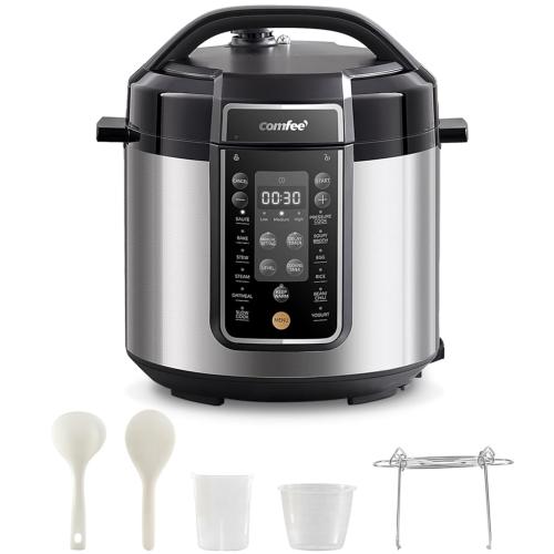Midea CPC60114MBSS COMFEE' 6-Quart Multi-Functional Pressure Cooker, Stainless Steel