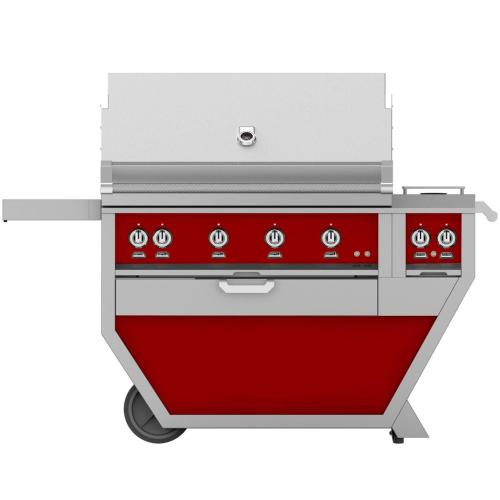 Hestan GSBR42CX2LPRD Grill, (4) Sear, Rotisserie, Deluxe Cart W/ Side Burner, 42-