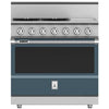 Hestan KRD364GDNGGG 36 Inch Duel Fuel 4 Burner Range with Griddle - NG - Dark Gray