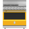 Hestan KRD364GDLPYW 36 Inch Duel Fuel 4 Burner Range with Griddle - LP - Yellow