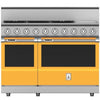 Hestan KRD485GDLPYW 48 Inch Dual Fuel 5 Burner Range with 12 Inch Griddle -LP - Yellow