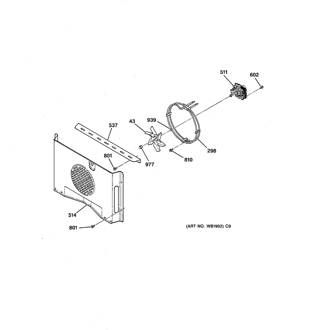 GE Cooking Product Convection Fan Motor Assembly WB26K5069