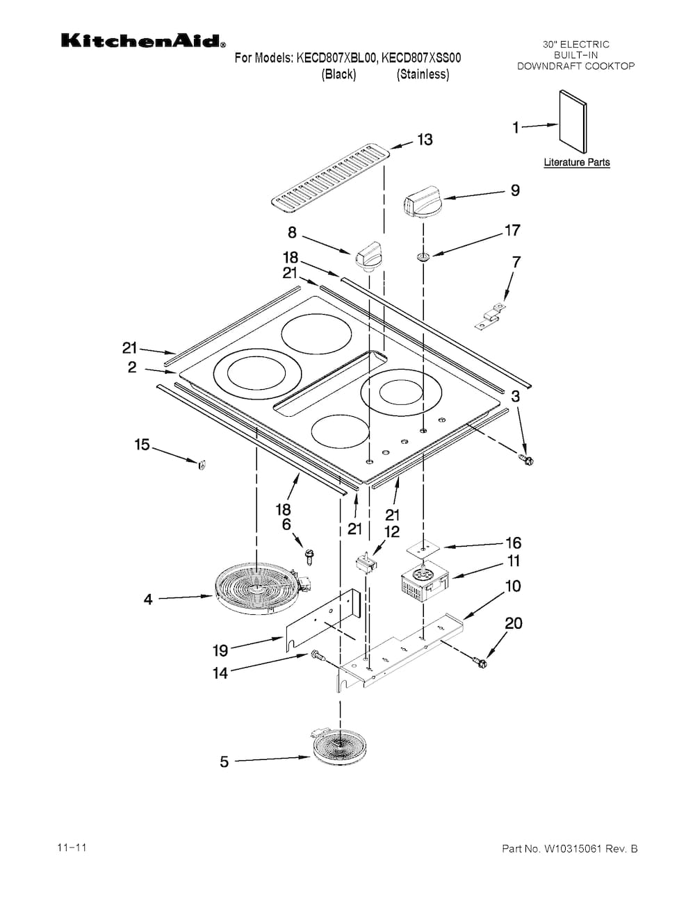 Whirlpool Surface Element (Right, Rear) WPW10221529