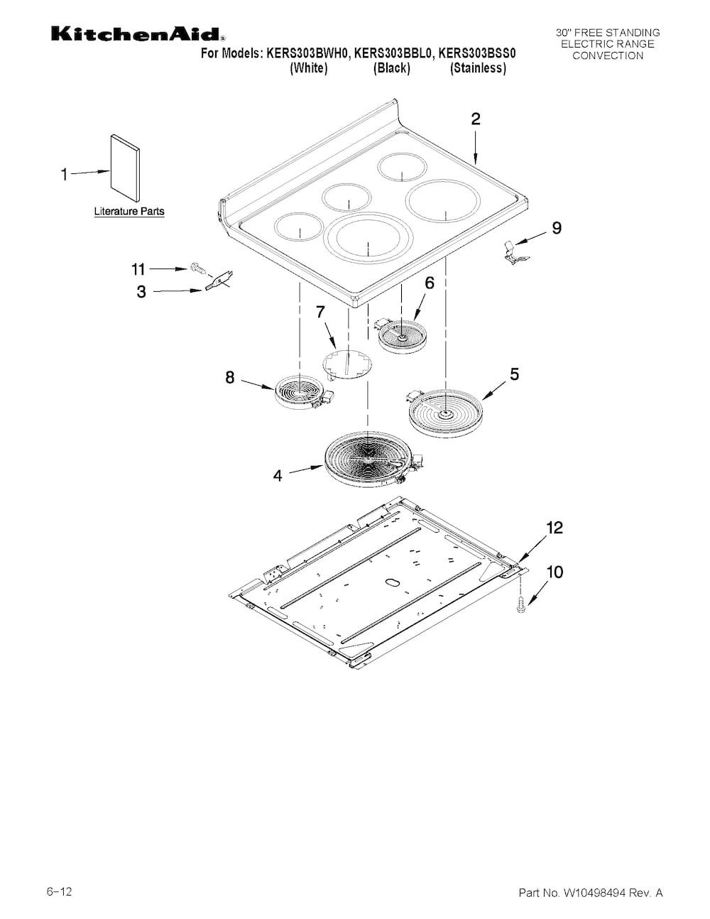 Whirlpool Surface Element (Front, Right) WPW10251108