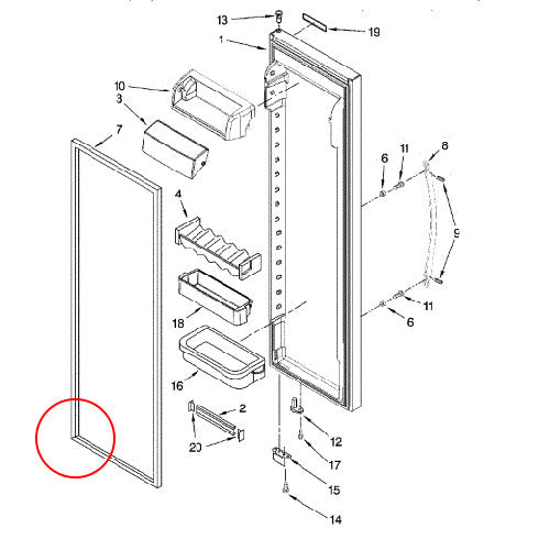 KitchenAid Refrigerator Refrigerator Door Gasket - Gray KSCS25FVMS01