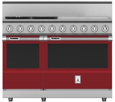 Hestan KRD484GDLPBG 48 inch Duel Fuel 4 Burner Range with 24 Inch Griddle -LP - Burgundy