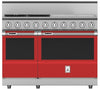 Hestan KRD484GDLPRD 48 inch Duel Fuel 4 Burner Range with 24 Inch Griddle -LP - Red