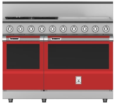 Hestan KRD484GDLPRD 48 inch Duel Fuel 4 Burner Range with 24 Inch Griddle -LP - Red
