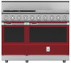 Hestan KRD484GDNGBG 48 inch Duel Fuel 4 Burner Range with 24 Inch Griddle -NG - Burgundy