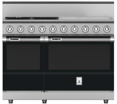Hestan KRD484GDNGBK 48 inch Duel Fuel 4 Burner Range with 24 Inch Griddle -NG - Black