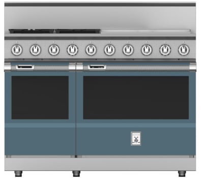 Hestan KRD484GDNGGG 48 inch Duel Fuel 4 Burner Range with 24 Inch Griddle -NG - Dark Gray
