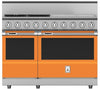 Hestan KRD484GDNGOR 48 inch Duel Fuel 4 Burner Range with 24 Inch Griddle -NG - Orange