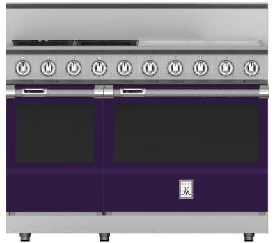 Hestan KRD484GDNGPP 48 inch Duel Fuel 4 Burner Range with 24 Inch Griddle -NG - Purple