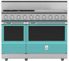 Hestan KRD484GDNGTQ 48 inch Duel Fuel 4 Burner Range with 24 Inch Griddle -NG - Turquoise