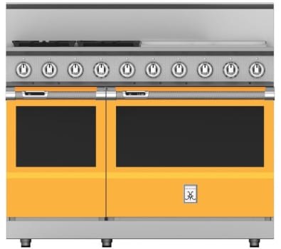 Hestan KRD484GDNGYW 48 inch Duel Fuel 4 Burner Range with 24 Inch Griddle -NG - Yellow
