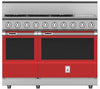 Hestan KRD485GDLPRD 48 Inch Dual Fuel 5 Burner Range with 12 Inch Griddle -LP - Red