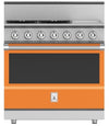 Hestan KRG364GDLPOR 36 Inch Freestanding Professional Gas Range with 4 Sealed Burners - LP - Orange