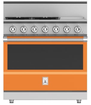 Hestan KRG364GDLPOR 36 Inch Freestanding Professional Gas Range with 4 Sealed Burners - LP - Orange