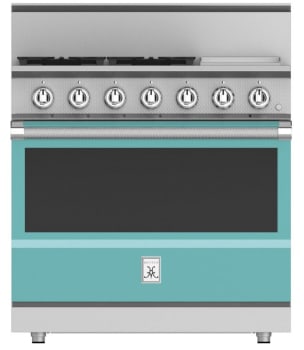 Hestan KRG364GDLPTQ 36 Inch Freestanding Professional Gas Range with 4 Sealed Burners - LP - Turquoise
