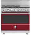 Hestan KRG364GDNGBG 36 Inch Freestanding Professional Gas Range with 4 Sealed Burners - NG - Burgundy