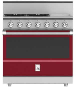 Hestan KRG364GDNGBG 36 Inch Freestanding Professional Gas Range with 4 Sealed Burners - NG - Burgundy