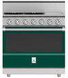Hestan KRG364GDNGGR 36 Inch Freestanding Professional Gas Range with 4 Sealed Burners - NG - Green