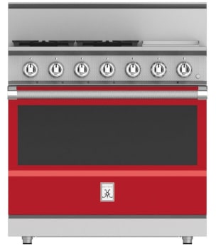 Hestan KRG364GDNGRD 36 Inch Freestanding Professional Gas Range with 4 Sealed Burners - NG - Red