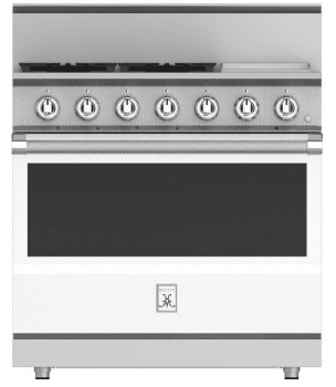 Hestan KRG364GDNGWH 36 Inch Freestanding Professional Gas Range with 4 Sealed Burners - NG - White