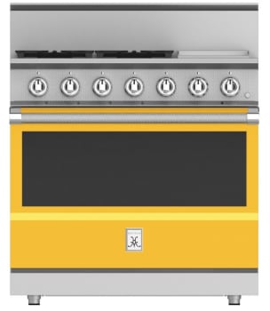 Hestan KRG364GDNGYW 36 Inch Freestanding Professional Gas Range with 4 Sealed Burners - NG - Yellow