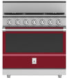 Hestan KRG365LPBG 36 Inch Freestanding Professional Gas Range with 4 Dual-Flow Burner System - LP - Burgundy