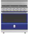 Hestan KRG365NGBU 36 Inch Freestanding Professional Gas Range with 4 Dual-Flow Burner System - NG - Blue