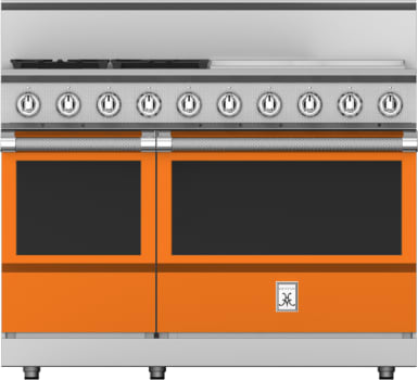 Hestan KRG484GDNGOR 48 Inch Freestanding Gas Range with 4 Sealed Burners and Griddle - Orange