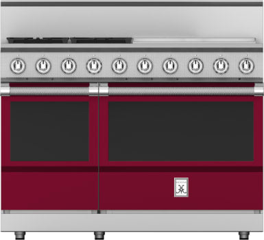 Hestan KRG484GDLPBG 48 Inch Freestanding Gas Range with 4 Sealed Burners and Griddle - Burgundy