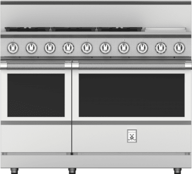 Hestan KRG485GDLPWH 48 Inch Freestanding Gas Range with 5 Sealed Burners, Double Ovens - White