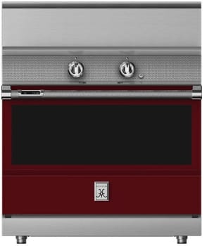 Hestan KRI36BKBG 36 Inch Freestanding Induction Range with 5 Cooking Elements, 5.8 cu. ft. Oven Capacity- Black - Burgundy