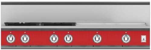 Hestan KRT484GDLPRD 48 Inch Gas Rangetop with 4 Brass Sealed Burners, 24 Inch Infrared Griddle - Red