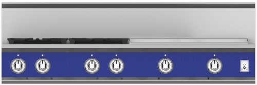 Hestan KRT484GDNGBU 48 Inch Gas Rangetop with 4 Brass Sealed Burners, 24 Inch Infrared Griddle - Blue