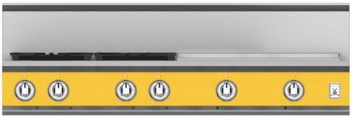 Hestan KRT484GDLPYW 48 Inch Gas Rangetop with 4 Brass Sealed Burners, 24 Inch Infrared Griddle - Yellow