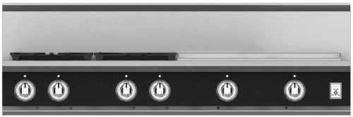 Hestan KRT484GDNGBK 48 Inch Gas Rangetop with 4 Brass Sealed Burners, 24 Inch Infrared Griddle - Black