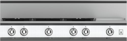 Hestan KRT485GDLPWH 48 Inch Gas Rangetop with 5 Brass Sealed Burners, 12 Inch Infrared Griddle- White