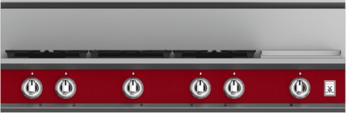 Hestan KRT485GDNGRD 48 Inch Gas Rangetop with 5 Brass Sealed Burners, 12 Inch Infrared Griddle- Red