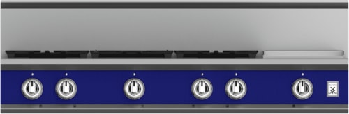 Hestan KRT485GDNGBU 48 Inch Gas Rangetop with 5 Brass Sealed Burners, 12 Inch Infrared Griddle- Blue