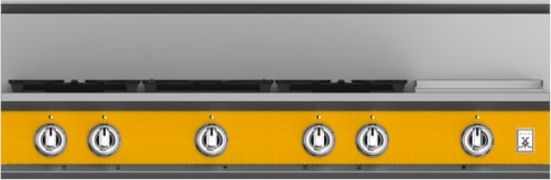Hestan KRT485GDNGYW 48 Inch Gas Rangetop with 5 Brass Sealed Burners, 12 Inch Infrared Griddle- Yellow